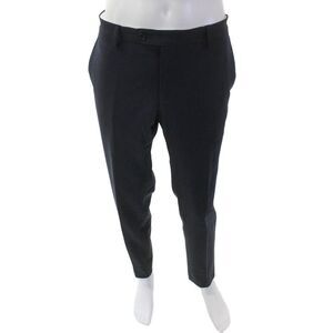 Tombolini Mens Wool Straight Leg Zip Fly Tailored Dress Pants Navy Blue Size 34